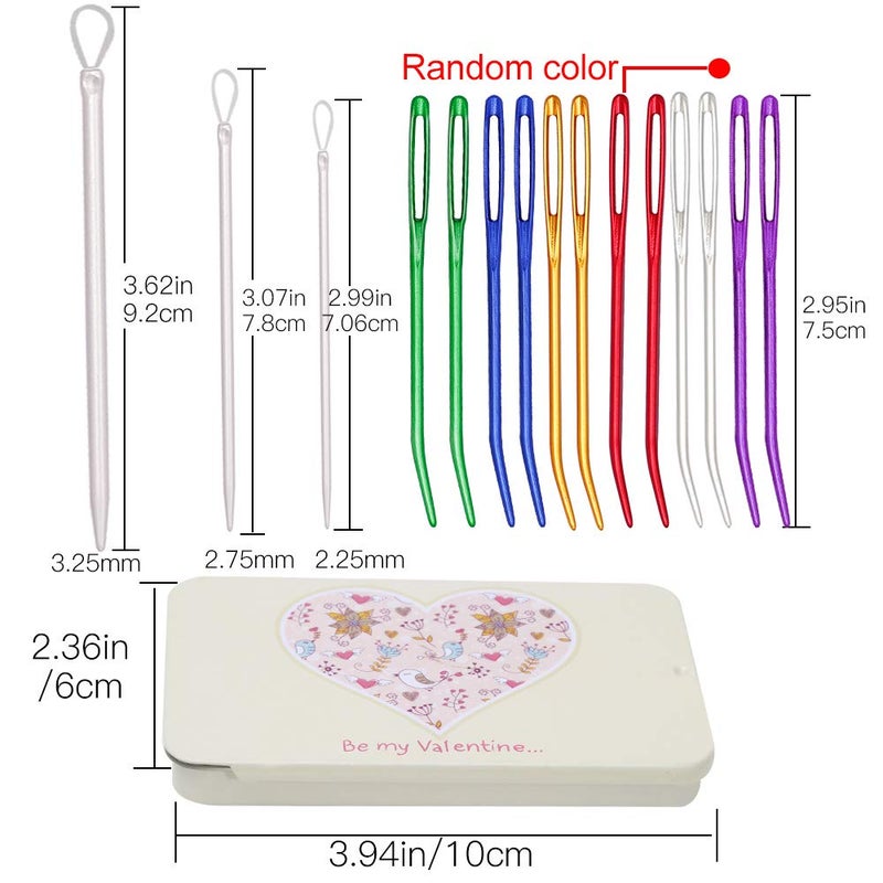 UOOU Yarn Needle,15PCS Bent Needle Tapestry Needle Set Wool Needles Large Eye Needles Sewing Needles Weave Knitting Needles with Box(Random Color) - Image 3